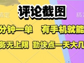 评论截图,收益一个0.5元,一分钟一单,有手机就能做,上不封顶,可无限做,一天大几张【揭秘】