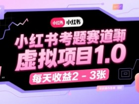 小红书考题赛道虚拟项目1.0,项目操作简单,每天收益2-3张