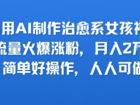 利用AI制作治愈系女孩视频,流量火爆涨粉,月入2W+,简单好操作,人人可做