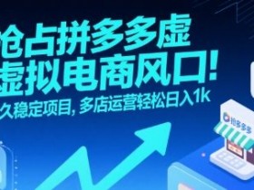 抢占拼多多虚拟电商风口:长久稳定项目,多店运营轻松日入1k