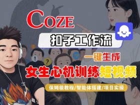 COZE扣子工作流一键生成女生心机训练短视频,保姆级教程-智能体搭建-项目实操