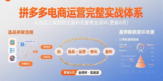 (15579期)拼多多电商运营完整实战体系,从选品上架到稳定盈利完整商业闭环(更新8月)