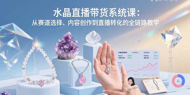 (15721期)水晶直播带货系统课:从赛道选择、内容创作到直播转化的全链路教学