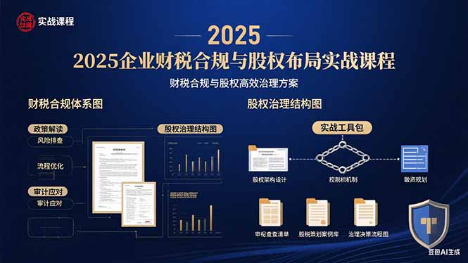 (15802期)2025企业财税合规与股权布局的实战课程:财税合规与股权高效治理方案