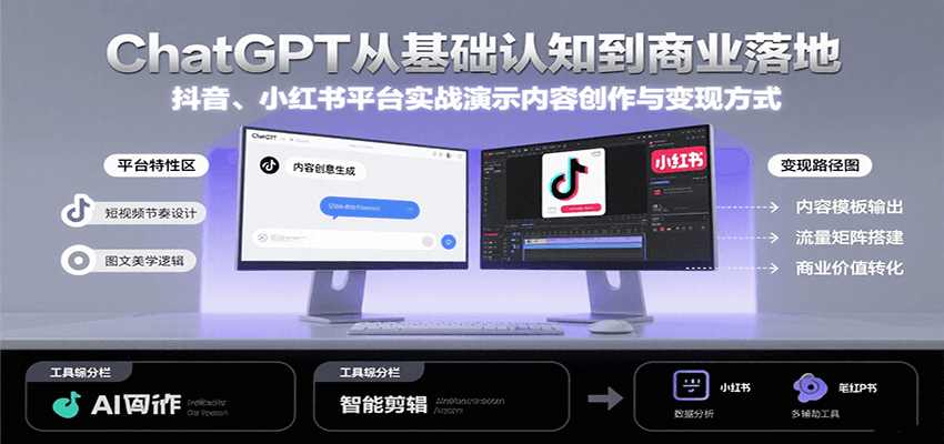 图片[1]-ChatGPT从基础认知到商业落地，实战演示抖音、小红书等平台的内容创作与变现