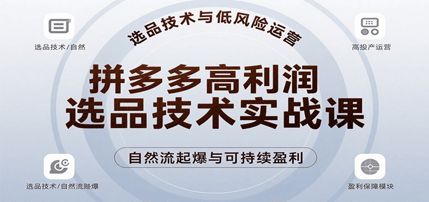 图片[1]-拼多多高利润选品技术实战课，手把手教学自然流高投产起爆，实现低风险可持续盈利