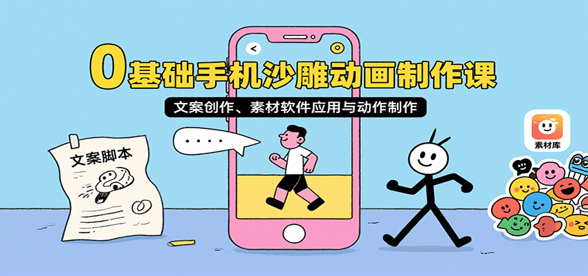 图片[1]-0基础手机沙雕动画制作课，文案创作、素材软件应用与动作制作