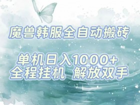 最新韩服游戏搬砖,单机日入1k+,全自动运行挂G项目,解放双手【揭秘】