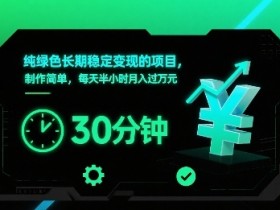 纯绿色长期稳定变现的项目,制作简单,每天半小时月入过1W