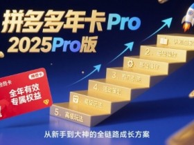 拼多多年卡2025Pro版,五大板块从认知到基础、从推广到活动、从活动到玩法