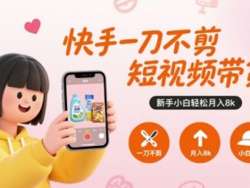 快手一刀不剪短视频带货,新手小白轻松月入8k
