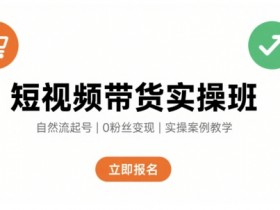 短视频带货实操班,自然流电商快速起号,实现轻松带货变现