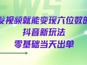 发视频就能变现六位数的抖音新玩法,0基础当天出单