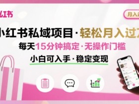小红书私域项目 月入过W非常轻松 每天15分钟即可搞定,无任何操作门槛,小白可入手