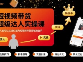 短视频带货超级达人实操课，素人也可以从0到1成为短视频带货领域操盘手
