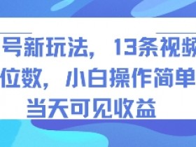 书单号新玩法,13条视频变现5位数,小白操作简单,当天可见收益