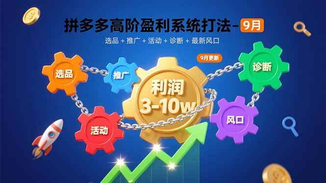 (15916期)拼多多高阶盈利系统打法-9月:选品+推广+活动+诊断+最新风口,月利润3-10w