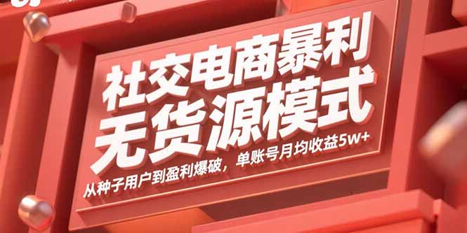 (15951期)社交电商暴利无货源模式:从种子用户到盈利爆破,单账号月均收益5w+