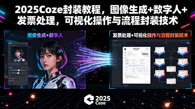 (15980期)2025Coze封装教程,图像生成+数字人+发票处理,可视化操作与流程封装技术