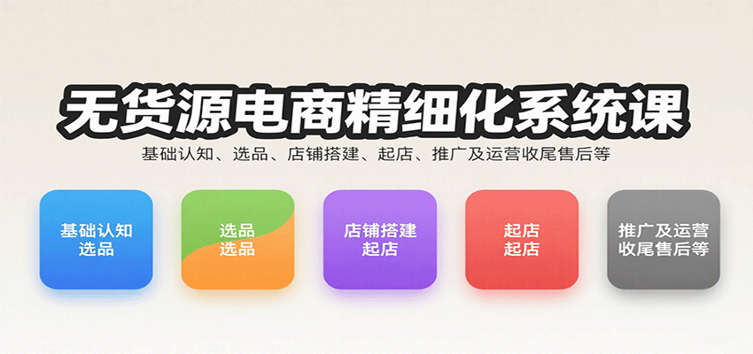图片[1]-无货源电商精细化系统课：基础认知、选品、店铺搭建、起店、推广及运营收尾售后等