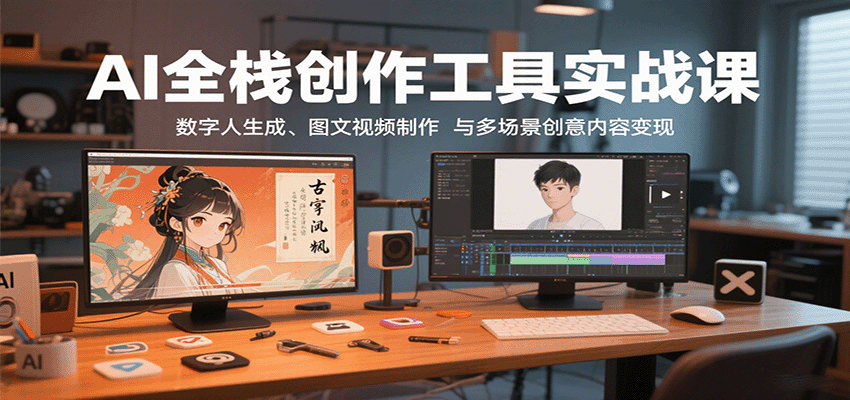 图片[1]-AI全栈创作工具实战课：数字人生成、图文视频制作与多场景创意内容变现