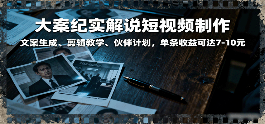 图片[1]-大案纪实解说短视频制作，文案生成、剪辑教学、伙伴计划，单条收益可达7-10元-中创网_专注互联网创业,项目资源整合