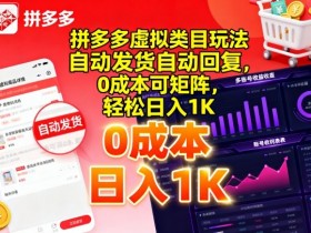 拼多多虚拟类目玩法,自动发货自动回复,0成本可矩阵,轻松日入1K【揭秘】