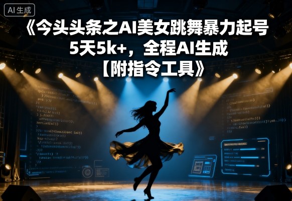 今日头条之AI美女跳舞暴力起号，5天1k+，全程AI生成【附指令工具】 -1