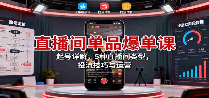 图片[1]-直播间单品爆单课：起号详解，5种直播间类型，投流技巧与运营