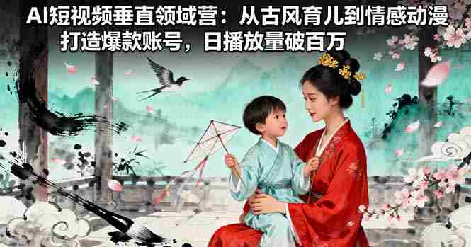 (16195期)AI短视频垂直领域营:从古风育儿到情感动漫,打造爆款账号,日播放量破百万
