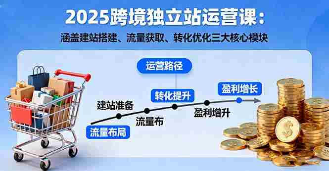 (16211期)2025跨境独立站运营课:涵盖建站搭建、流量获取、转化优化三大核心模块