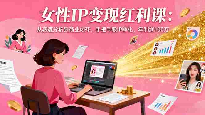 (16294期)女性IP变现红利课:从赛道分析到商业闭环,手把手教IP孵化,年利润100万