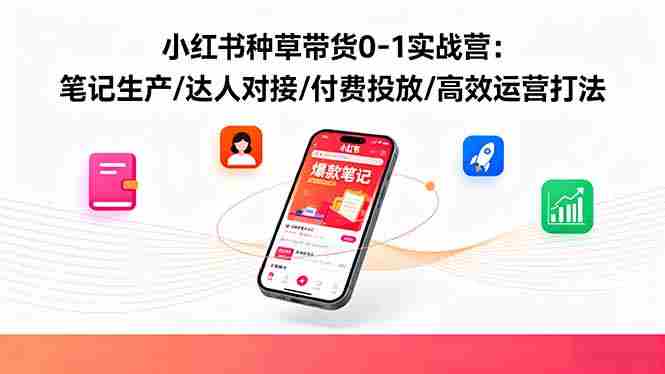 (16310期)小红书种草带货0-1实战营:笔记生产/达人对接/付费投放/高效运营打法
