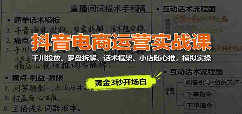 图片[1]-抖音电商运营实战课：千川投放、罗盘拆解、话术框架、小店随心推，模拟实操