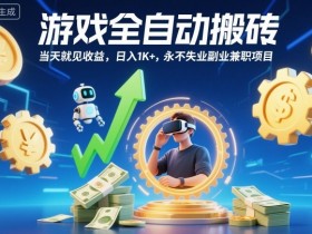 游戏全自动搬砖,当天就见收益,日入1K+,永不失业副业兼职项目【揭秘】