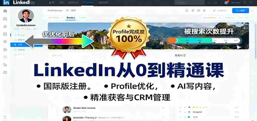 图片[1]-LinkedIn从0到精通课：国际版注册，Profile优化，AI写内容，精准获客与CRM管理