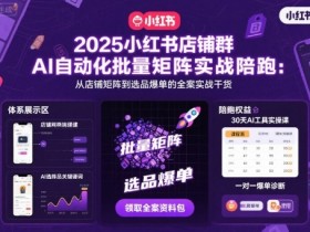 2025小红书店铺群AI自动化批量矩阵实战陪跑,从店铺矩阵到选品爆单的全案实战干货