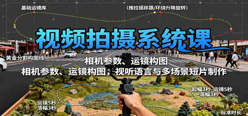 图片[1]-视频拍摄系统课：相机参数、运镜构图，视听语言与多场景短片制作