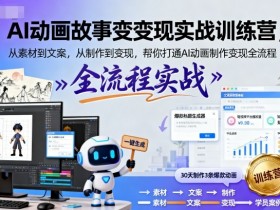 AI动画故事变现实战训练营,从素材到文案,从制作到变现,帮你打通AI动画制作变现全流程