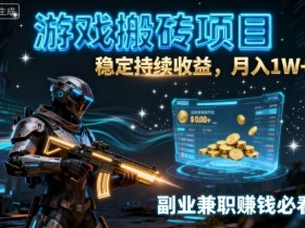 游戏搬砖项目,稳定持续收益,月入1W+,副业兼职賺钱必看【揭秘】