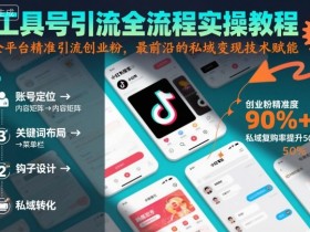 工具号引流全流程保姆级实操教程,全平台精准引流创业粉,最前沿的私域变现技术赋能