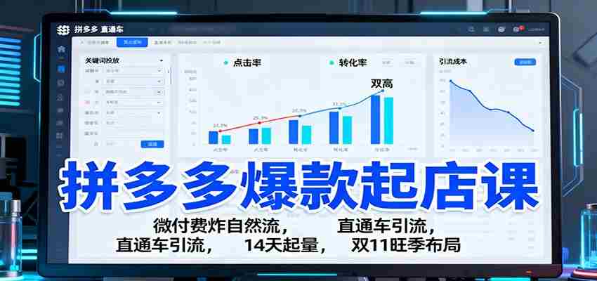 图片[1]-拼多多爆款起店课：微付费炸自然流，直通车引流，14天起量，双11旺季布局