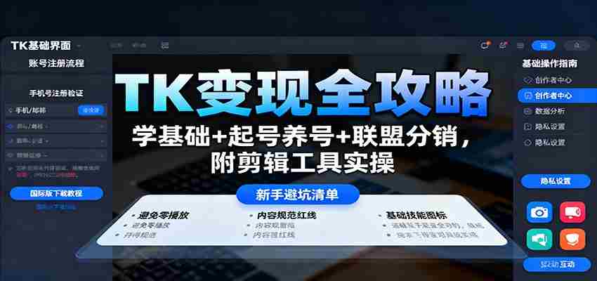 图片[1]-TK变现全攻略：学基础+起号养号+联盟分销，附剪辑工具实操