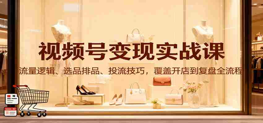 图片[1]-视频号变现实战课：流量逻辑、选品排品、投流技巧，覆盖开店到复盘全流程