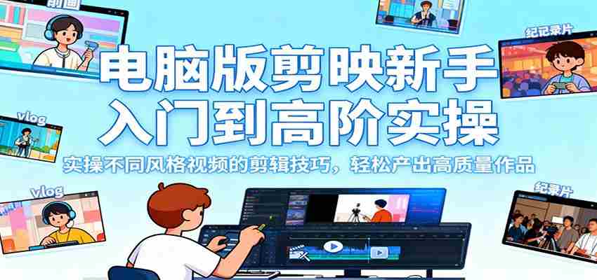 图片[1]-电脑版剪映新手入门到高阶实操，实操不同风格视频的剪辑技巧，轻松产出高质量作品