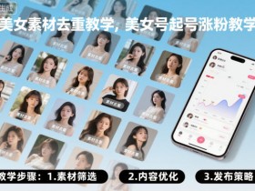 美女素材去重教学,美女号起号涨粉教学