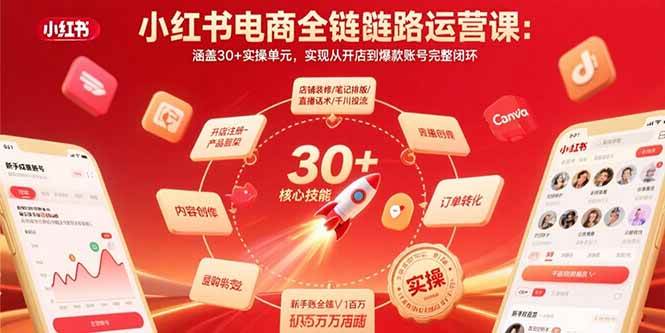 小红书电商全链路运营课：涵盖30+实操单元，实现从开店到爆款账号完整闭环 -1