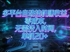 多平台自动挂G賺收益,零成本,无需投入时间,单机20+,矩阵操作月入过1W+【揭秘】