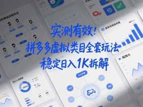 实测有效:拼多多虚拟类目全套玩法,矩阵化布局,稳定日入1K拆解【揭秘】