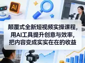颠覆式全新短视频实操课程,用AI工具提升创意与效率,把内容变成实实在在的收益